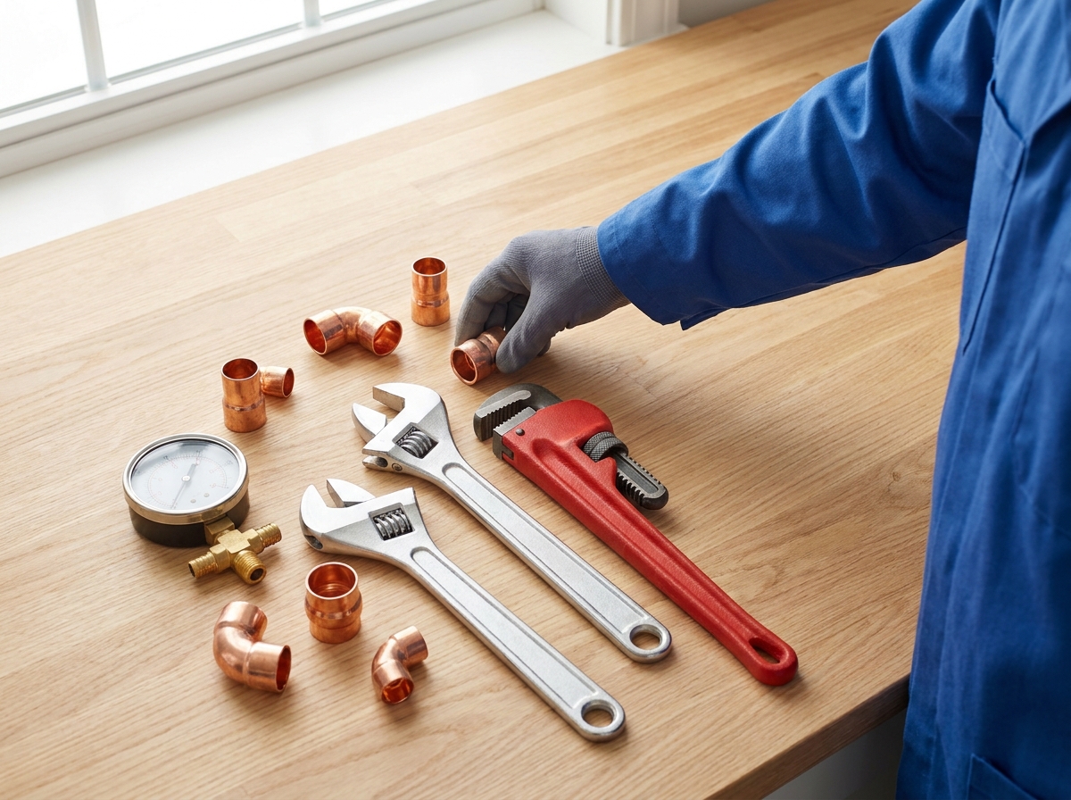 Licensed Corona plumber's tools ready for the job